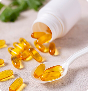 Golden supplement capsules