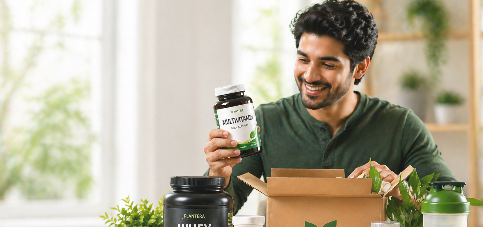 Customer receiving wellness products